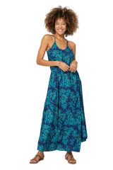 Robe longue à méga fleurs d\'été de mariage bleu Aneirin