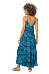 Robe longue à méga fleurs d\'été de mariage bleu Aneirin