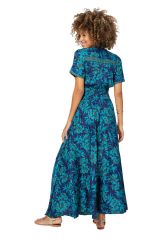 Robe longue à méga fleurs d\'été de mariage bleu Anneke