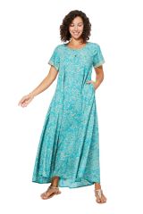 Robe longue à motif turquoise paisleys Áron