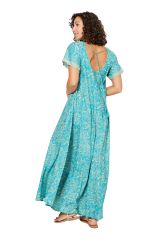 Robe longue à motif turquoise paisleys Áron