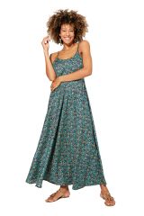 Robe longue à petites fleurs bleues bohème Apollonia