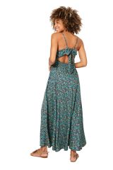 Robe longue à petites fleurs bleues bohème Apollonia