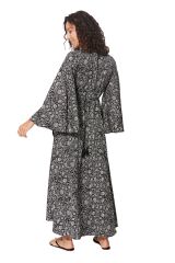 Robe longue ample à nouer noire et blanche Macy 336879