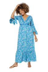 Robe longue bleu clair à manches longues Damienne 336216