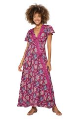 Robe longue boho chic floral rose Ann