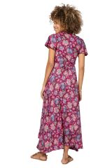 Robe longue boho chic floral rose Ann