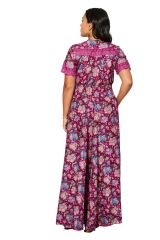 Robe longue boho chic floral rose Annabella