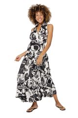 Robe longue chic noir et blanc mega fleurs Andrés