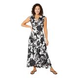 Robe longue chic noir et blanc mega fleurs Anita 347289