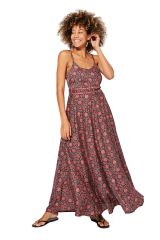 Robe longue colori noir avec des fleurs roses bohème Apollinariya