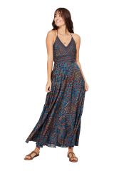 Robe longue couleur bleu style graphique  Aoife