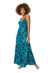 Robe longue d\'été bleue style bohème gypsie exotique Everlee