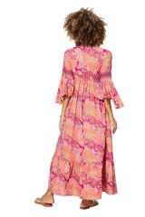 Robe longue évasée rose bohème Damiane 336847