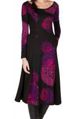 Robe longue féminine à manches longues et imprimés mandalas Paty 299311