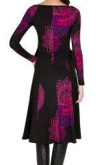 Robe longue féminine à manches longues et imprimés mandalas Paty 299313