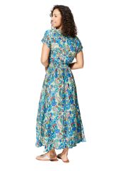 Robe longue femme, été, manches courtes, motif cachemire hic bohème 356977