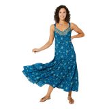 Robe longue fleurs et paileys bleu Angeline 347295