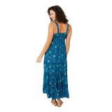 Robe longue fleurs et paileys bleu Angeline 347296