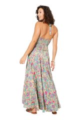 Robe longue fluide fleurs tendance rose et bleu Antiope