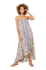 Robe longue fluide fleurs tendance rose et bleu Arianna