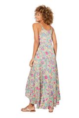 Robe longue fluide fleurs tendance rose et bleu Arianna