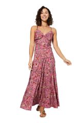 Robe longue fond rose à fleurs tendance  Araminta