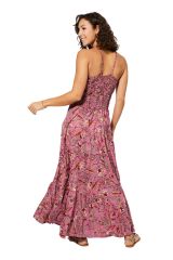 Robe longue fond rose à fleurs tendance  Araminta