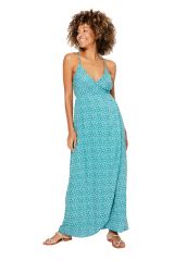 Robe longue graphique été chic vert Alexandrea