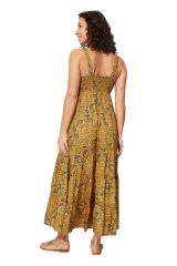 Robe longue jaune été graphique floral Angela