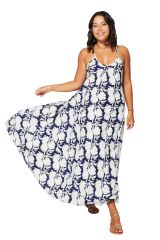 Robe longue maxi fleurs noire et blanche Anelie