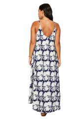 Robe longue maxi fleurs noire et blanche Anelie