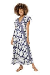 Robe longue maxi fleurs noire et blanche Anka