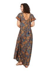 Robe longue style floral bleu et jaune chic Arron