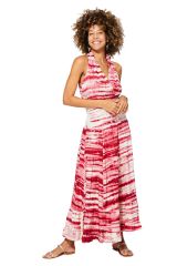 Robe longue tie and dye blanc et rouge Andreja