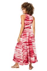 Robe longue tie and dye blanc et rouge Andreja