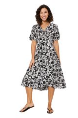 Robe mi-longue à belles fleurs chic tendance été Alfons 344266