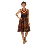 Robe mi-longue avec un imprimé floral noir et rouge Jesik 316946