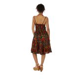 Robe mi-longue avec un imprimé floral noir et rouge Jesik 316947