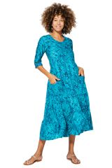 Robe mi-longue délavé bleu tendance Anoush