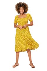 Robe mi-longue fines fleurs boho chic Alfreda