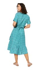 Robe mi-longue graphique été chic vert Alexis 344255