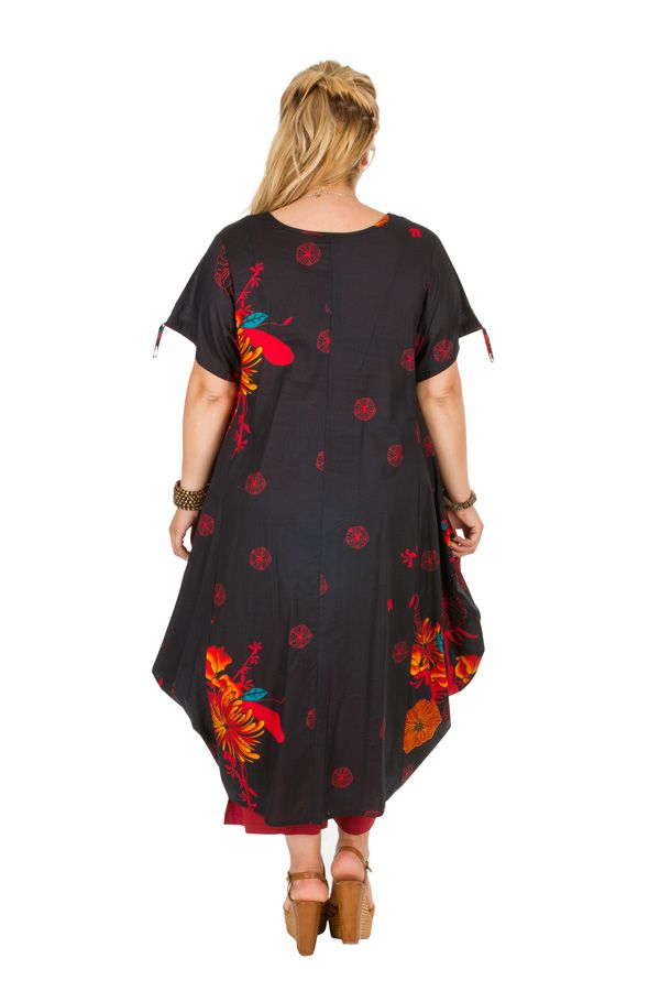 Robe mi-longue noire originale femme grande taille Aline