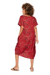 Robe mi-longue rouge à fleurs mariage Bettino