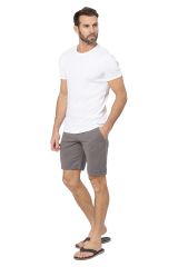 Short homme coton lin uni gris Léon 354538