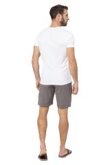 Short homme coton lin uni gris Léon 354539