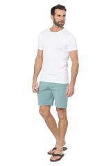 Short homme été coton lin uni vert d'eau style chino 354540